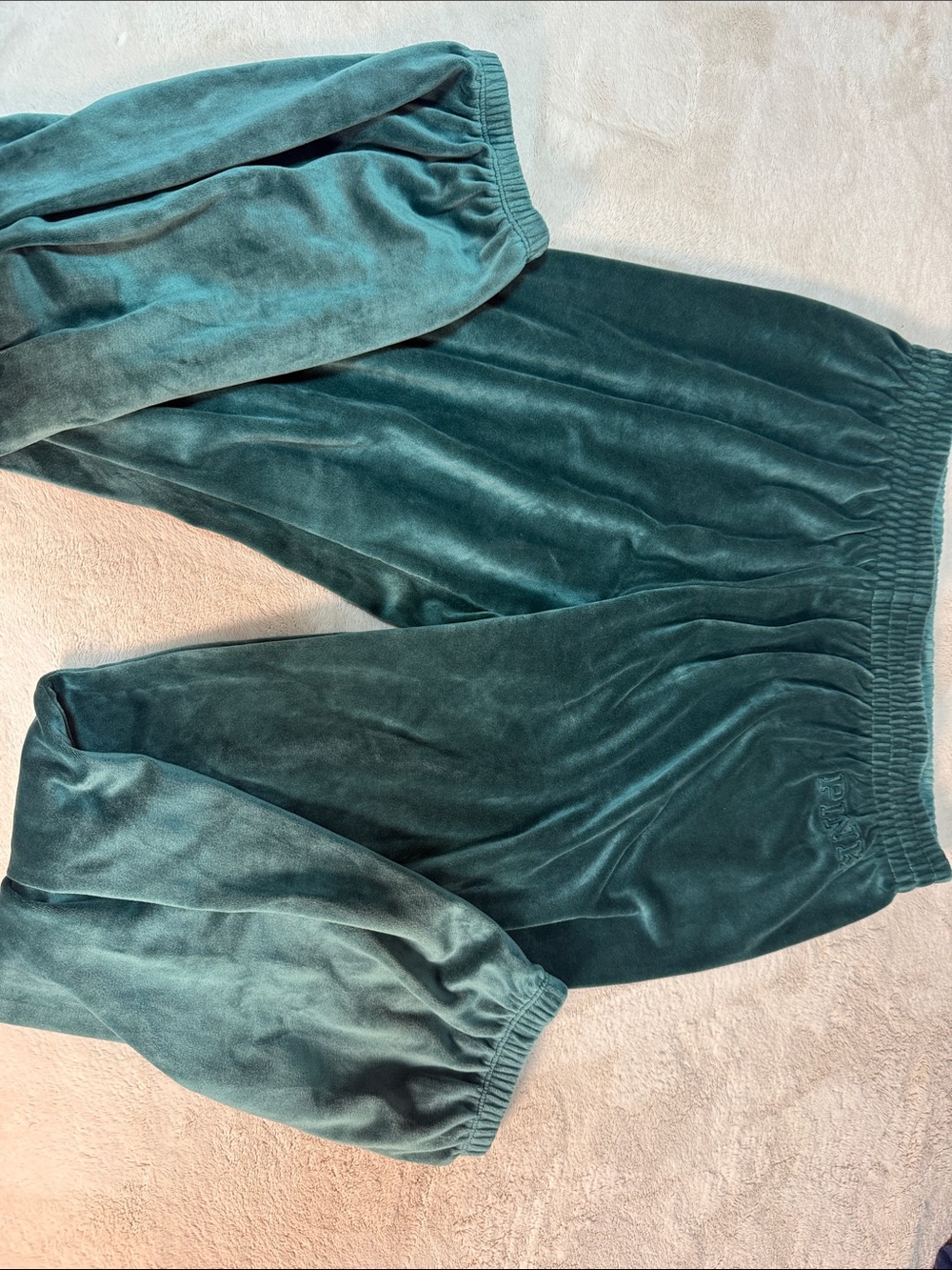 PINK Victoria's Secret Teal Velvet Track Pants